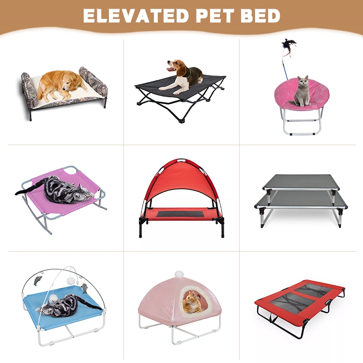 Portable Breathable Outdoor Steel Frame Only Oxford Raised Large Elevated Woven Pet Dog Bed