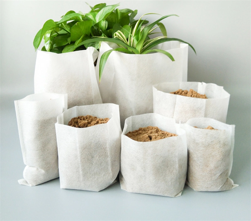 Biodegradable and Compostable White Color Growing Bag Seedling Nursery Bags Non Woven Fabric Seedling Bag