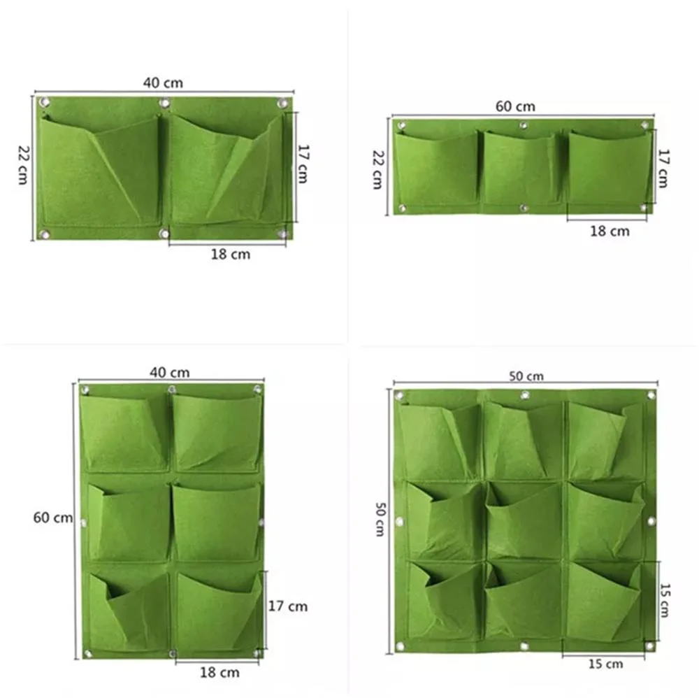 2/3/6/9/12/18/25/36/49/64/72 Pockets Planting Bag Vertical Home Garden Wall Hanging Planters