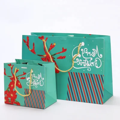 Promotional Christmas Gift Packaging Large Medium and Small Kraft Paper Bags with Twisted Handles