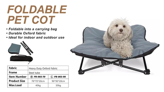 Washable Outdoor Stainless Steel Chewproof and Comfortable Oxford Raised Elevated Pet Dog Bed