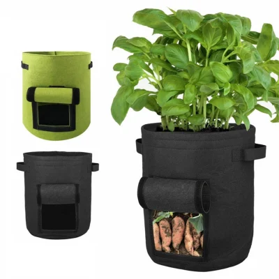 Customize 10 Gallon Felt Grow Bags Potato/Vegetable/Plant Non Woven Fabric Growing Bag with Window and Handle