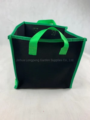 Felt Square Aeration Fabric Pot Planting Grow Bag with Green Handles